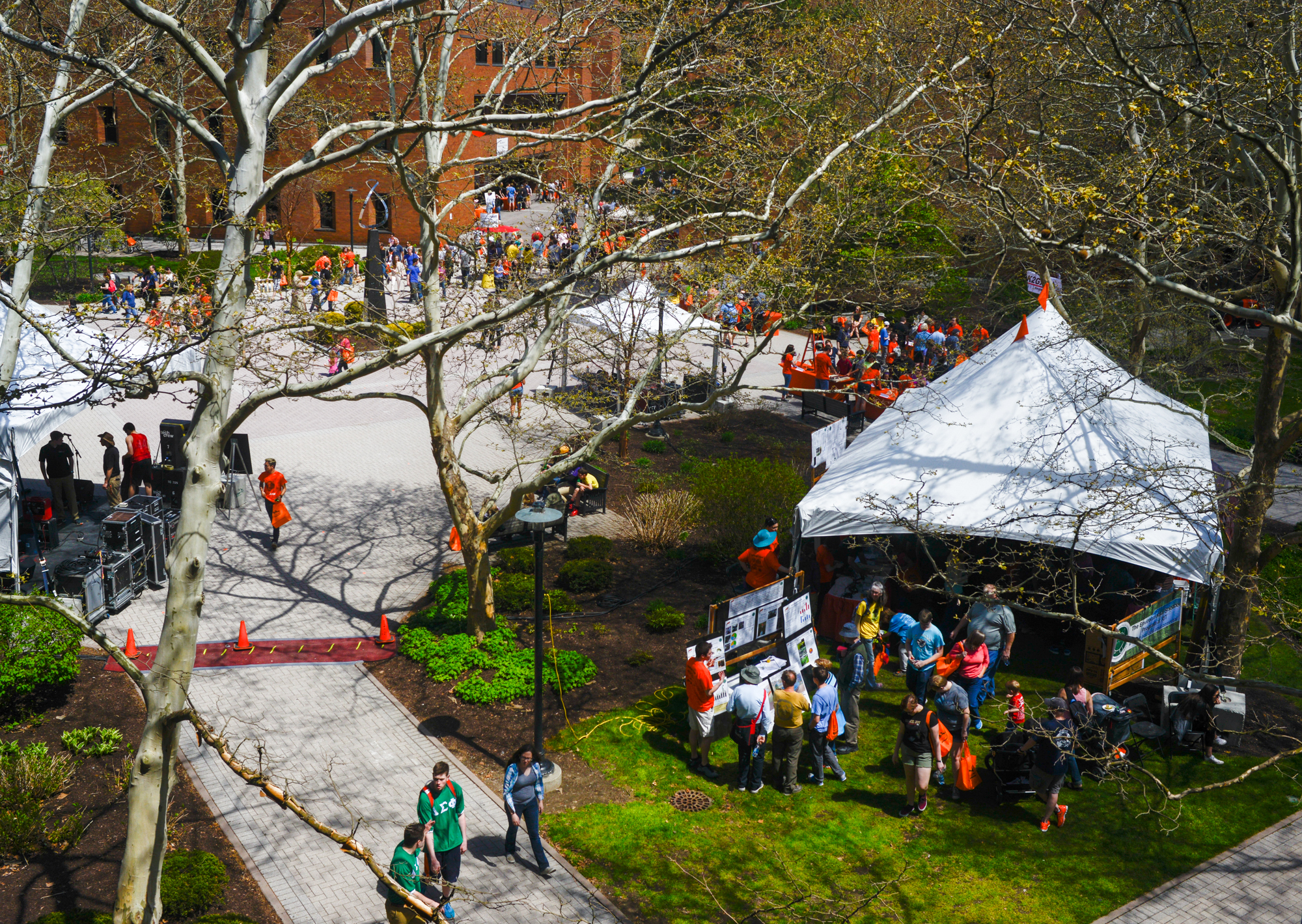 Ariel view looking out on the infiniti quad during Imagine RIT: Innovation and Creativity Festival on the Rochester Institute of Technology campus in Rochester, N.Y., May 7, 2016. (Photo by Jackie Molloy) #imaginerit #ritpj