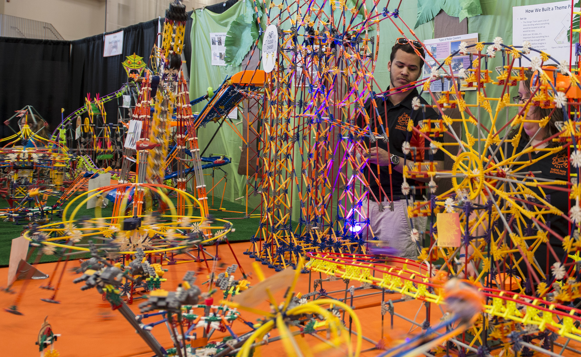 RIT Theme Park Enthusiasts demonstrate their miniature theme park in their Ritchie's Exhibition in the Gordon Field House during Imagine RIT: Innovation and Creativity Festival on the Rochester Institute of Technology campus in Rochester, N.Y., May 7, 2016.  (Photo by Cindy Roblero) #imaginerit #ritpj