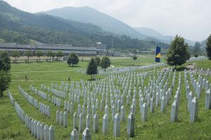A view of the gravestones at the Srebrenica Memorial in Srebrenica, Serbia. There are more than 4,000 victims of the 1995 genocide whose remains have been found and buried on the site. The RIT-K students visited the memorial on July 23, 2016