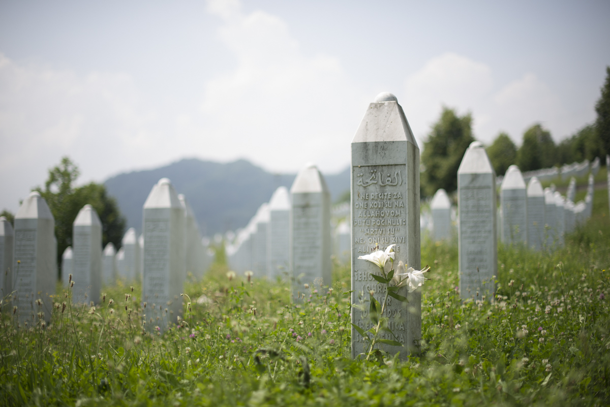 The Srebenica Genocide Memorial is the memorial-cemetery complex set up to honor the victims of the 1995 Srebenica genocide. 6,836 genocide victims have been identified through DNA analysis. 6,241 victims have been buried. 