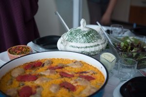 The main dish in their Bajram celebrations is a rice, chicken, and roasted tomato dish called 'byrjan me mish'. This was one of many different dishes made for this celebration. 