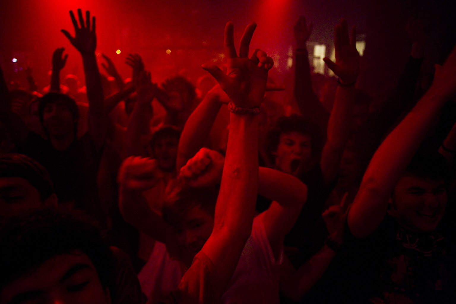 Electronic music fans cheer for an artist at the WITR sponsored Chip Fest, Saturday, December 8th, 2012.