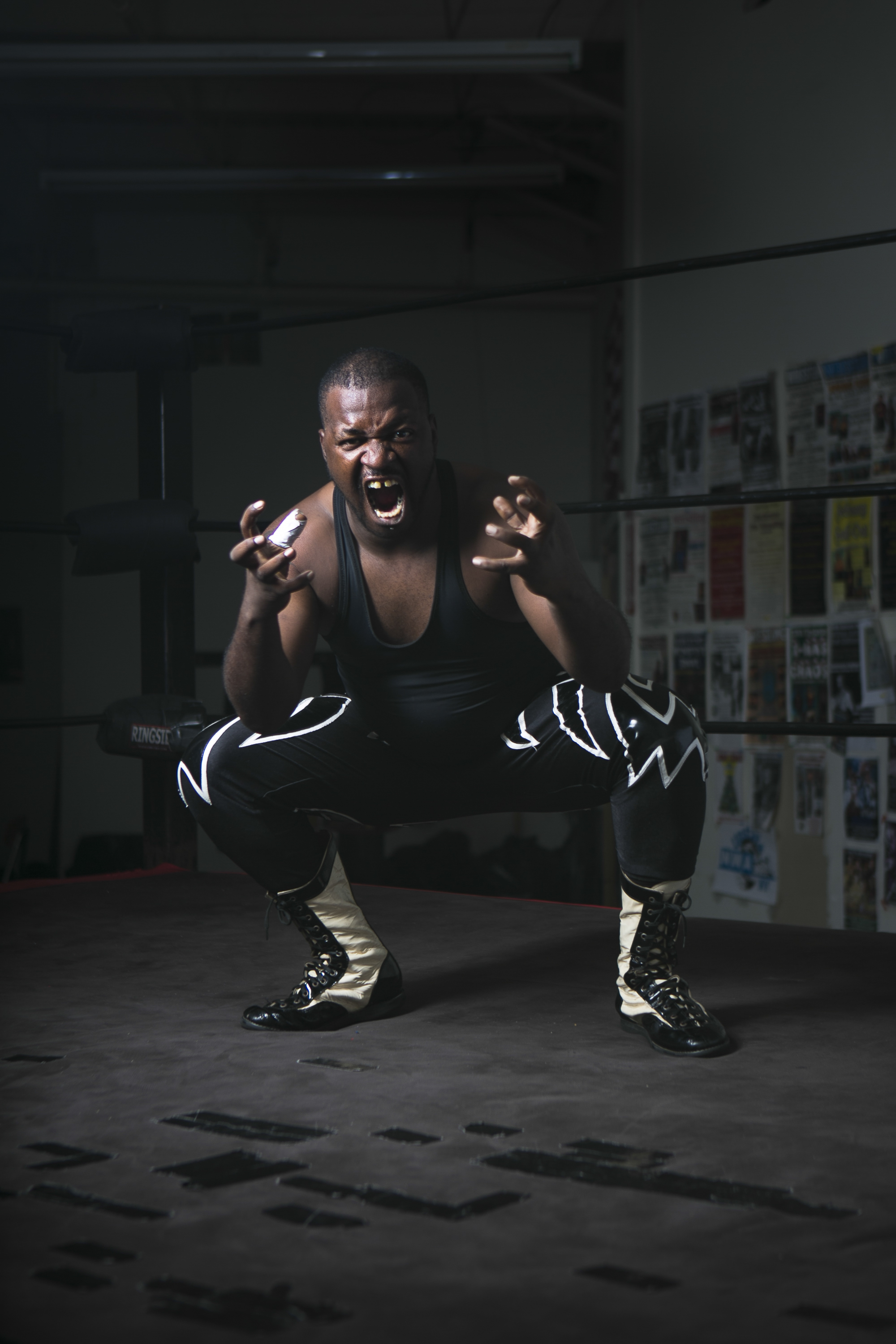 Professional Wrestler Gabreal Sant poses for portraits at their gym in Rochester, NY on Sunday, September 29, 2013. "It takes a little more from me every day." Photo by Maureen MacGregor 
