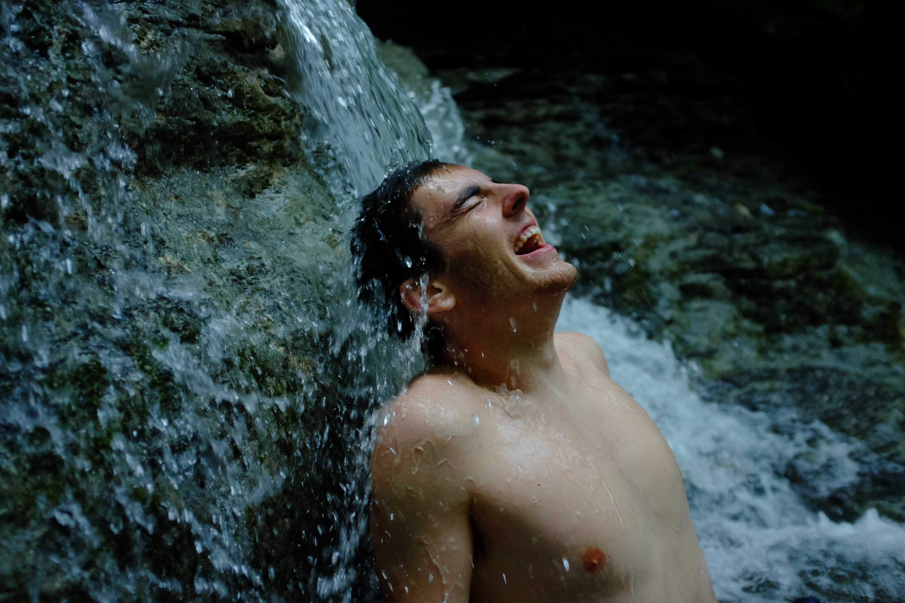 Wheeler Law leans his head back into a water fall to cool off. Groups gathered at Grimes Glen in Napels, NY on September 5th, 2014, when temperatures reached a high of 92 degrees Fahrenheit.